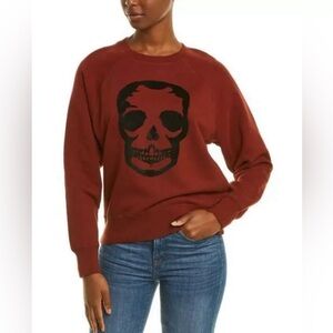 Zadig & Voltaire Skull Sweatshirt Pullover Maroon Tunic Top Casual XS